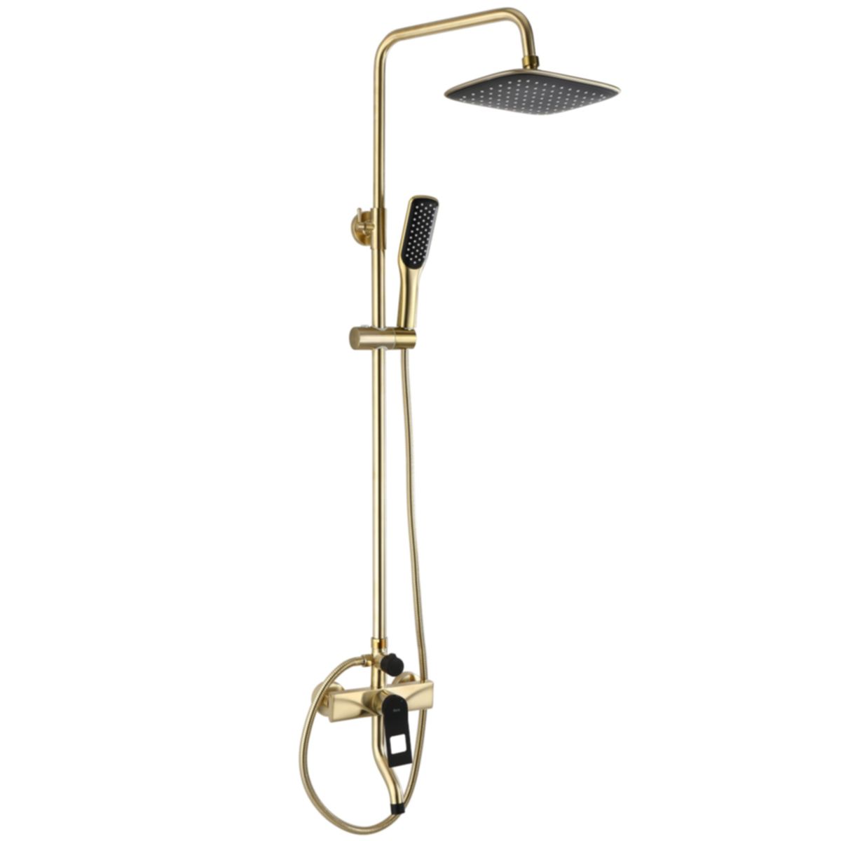 Soul Gold Black Dusch- und Wannensystem, Regendusche, Handbrause, Oberfläche Gold/Schwarz, galvanisiert, Wandmontage