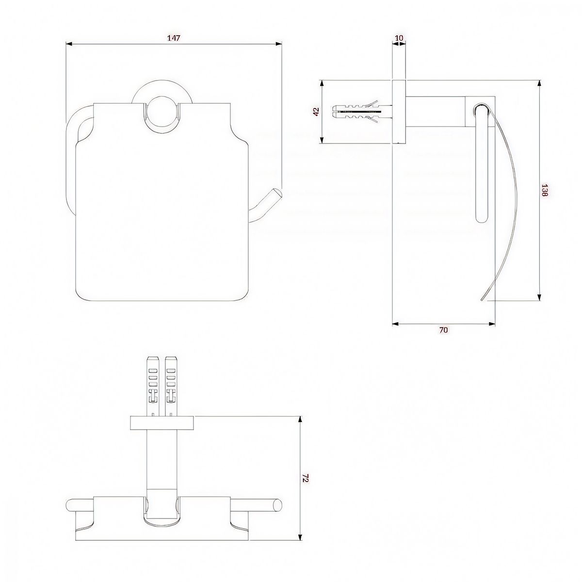 Toilettenpapierhalter mit Klappe, Mattgold, Messing, modernes Design, Apolo