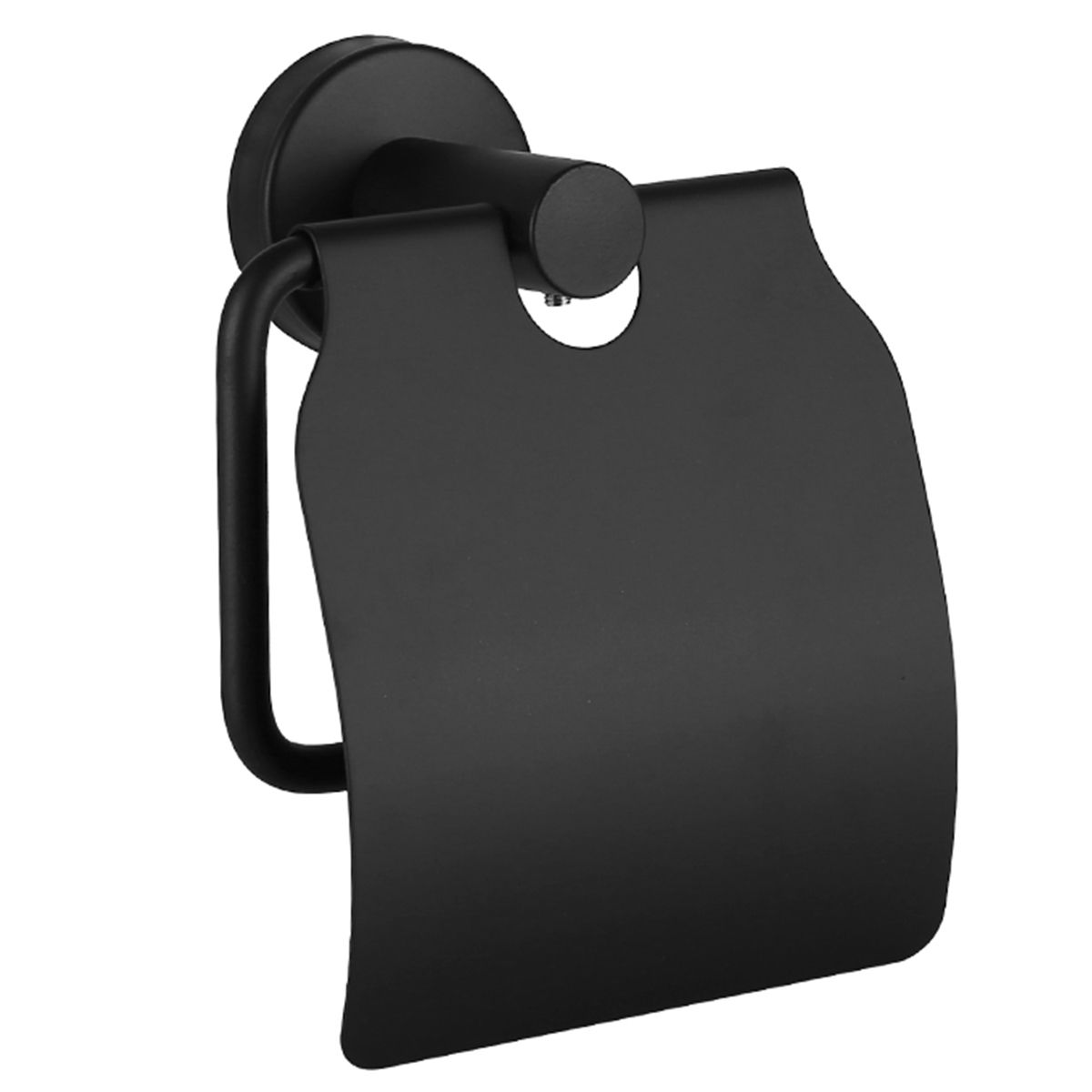 Toilettenpapierhalter mit Klappe, Mattschwarz, Stahl, modernes Design, Velvet