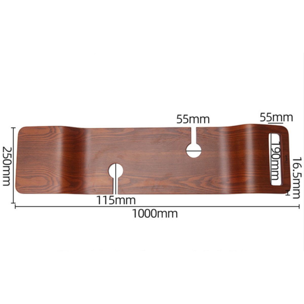 Badewannetablett Vasco, 100x25x1,5, Luxury-Finish aus mehrschichtigem Holz, Eiche, wasserfest, Farbe: Nussbaum