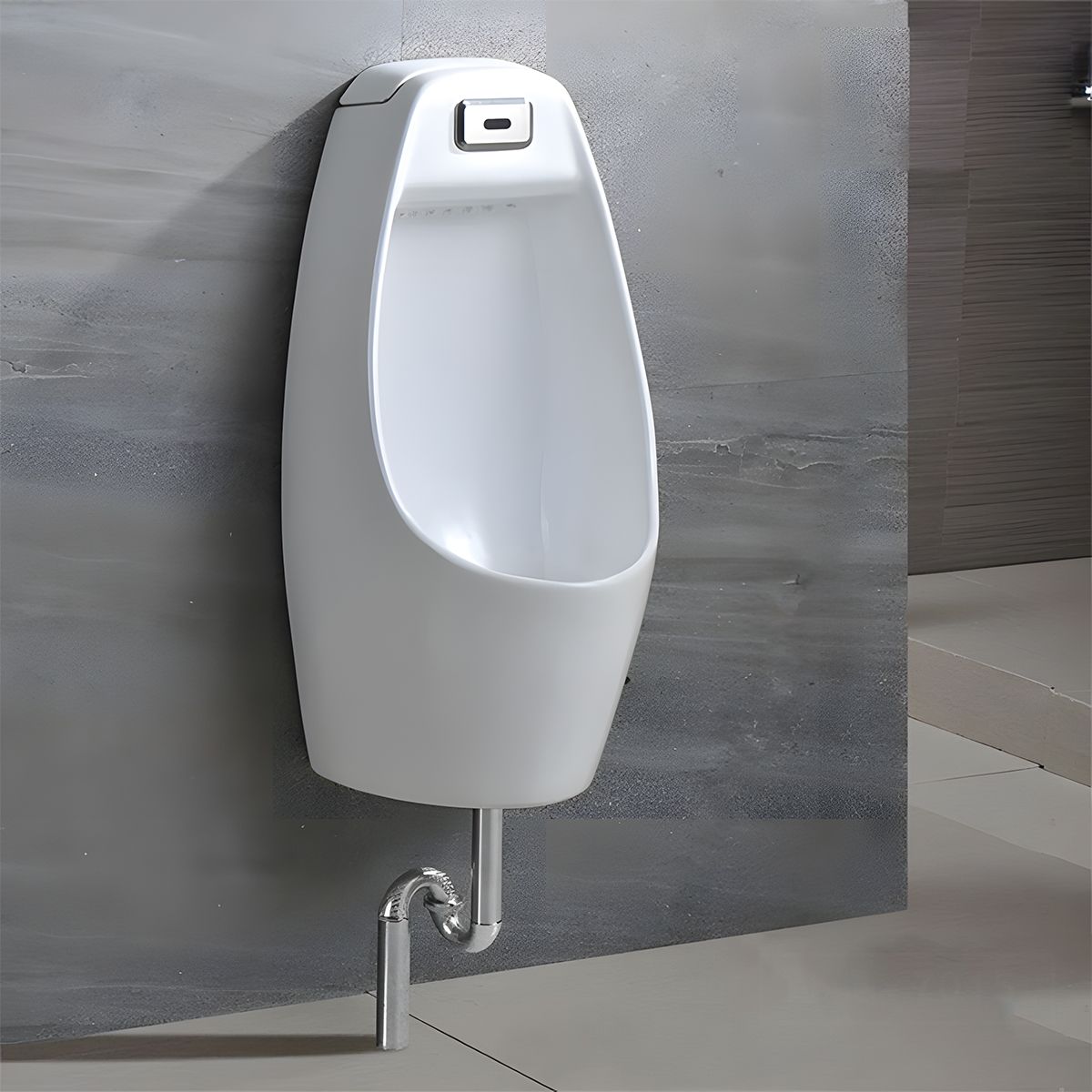 Urinal mit integriertem Sensor, Wand- oder Bodenablauf, 34x29x68 cm, Glänzend Weiß, Lucente