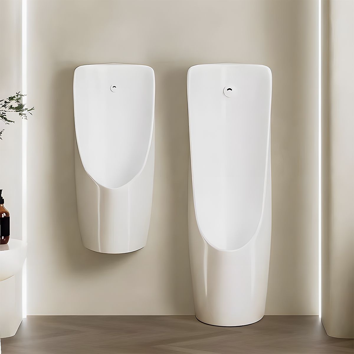 Urinal mit integriertem Sensor, Wand- oder Bodenablauf, 35x38x75 cm, Glänzend Weiß, Lavino