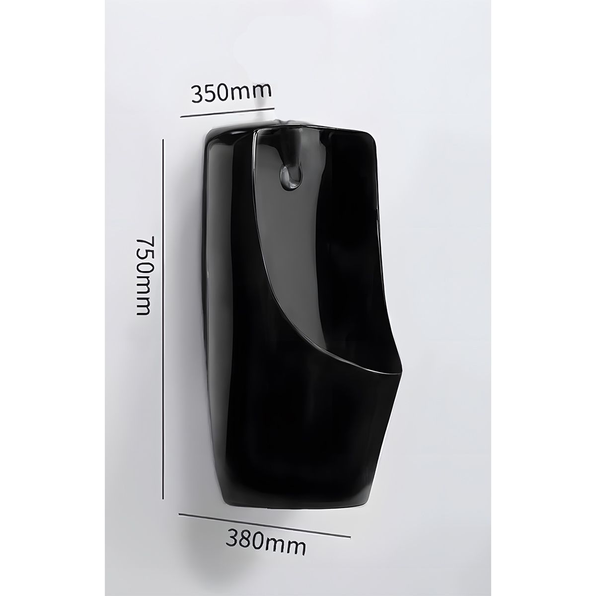 Urinal mit integriertem Sensor, Wand- oder Bodenablauf, 35x38x75 cm, Glänzend Schwarz, Lavino