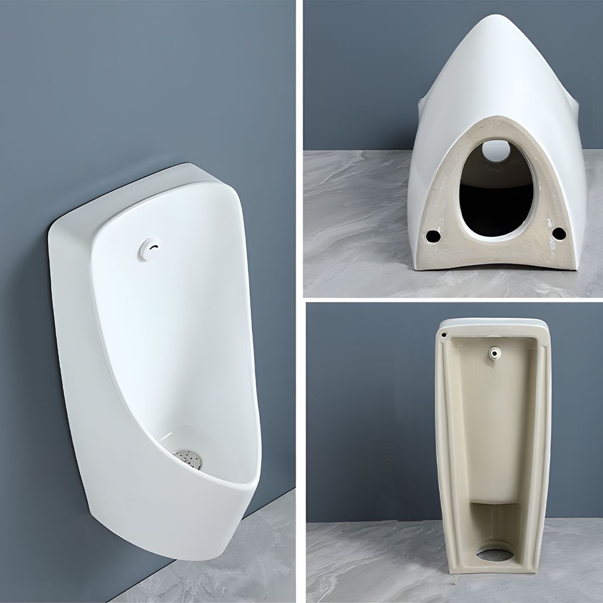 Urinal mit integriertem Sensor, Wand- oder Bodenablauf, 35x38x75 cm, Glänzend Schwarz, Lavino