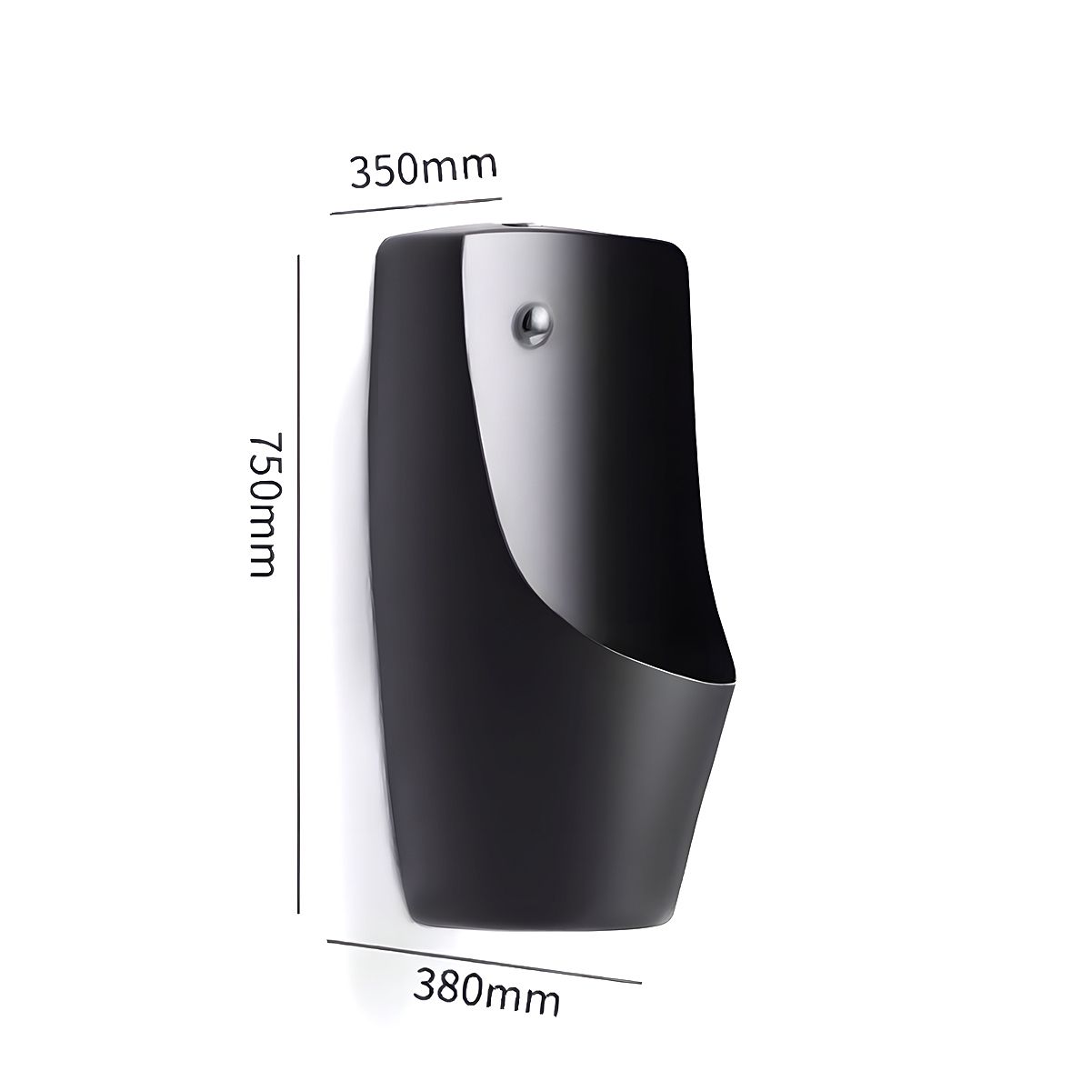 Urinal mit integriertem Sensor, Wand- oder Bodenablauf, 35x38x75 cm, Mattschwarz, Lavino