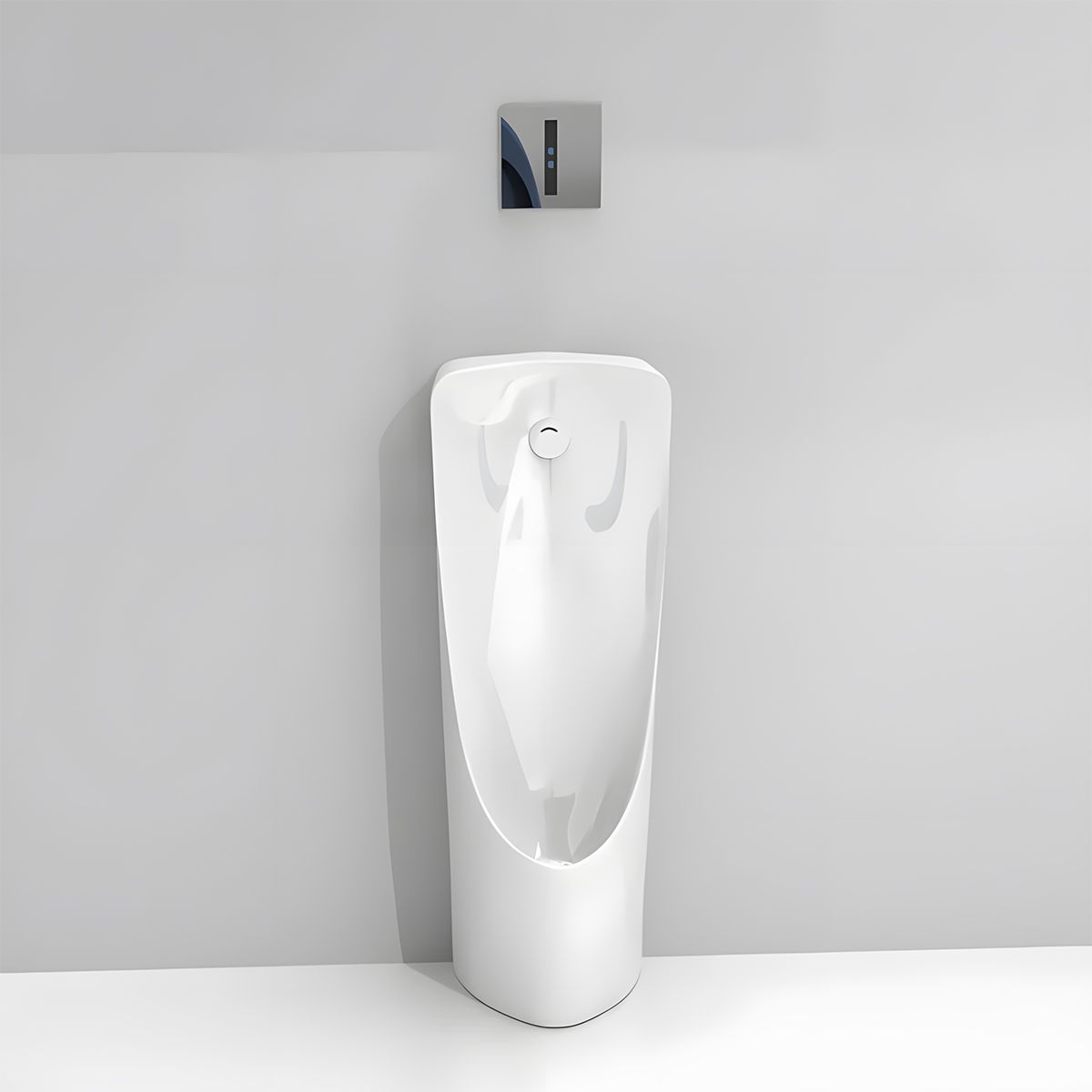 Urinal mit integriertem Sensor, Bodenablauf, 34x35.5x100 cm, Glänzend Weiß, Silento