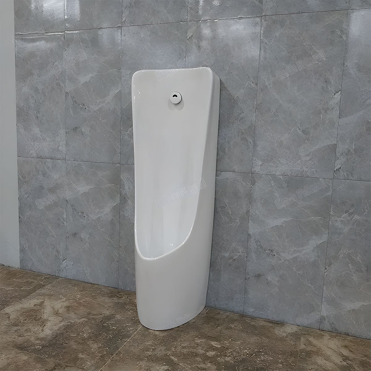 Urinal mit integriertem Sensor, Bodenablauf, 34x35.5x100 cm, Glänzend Weiß, Silento