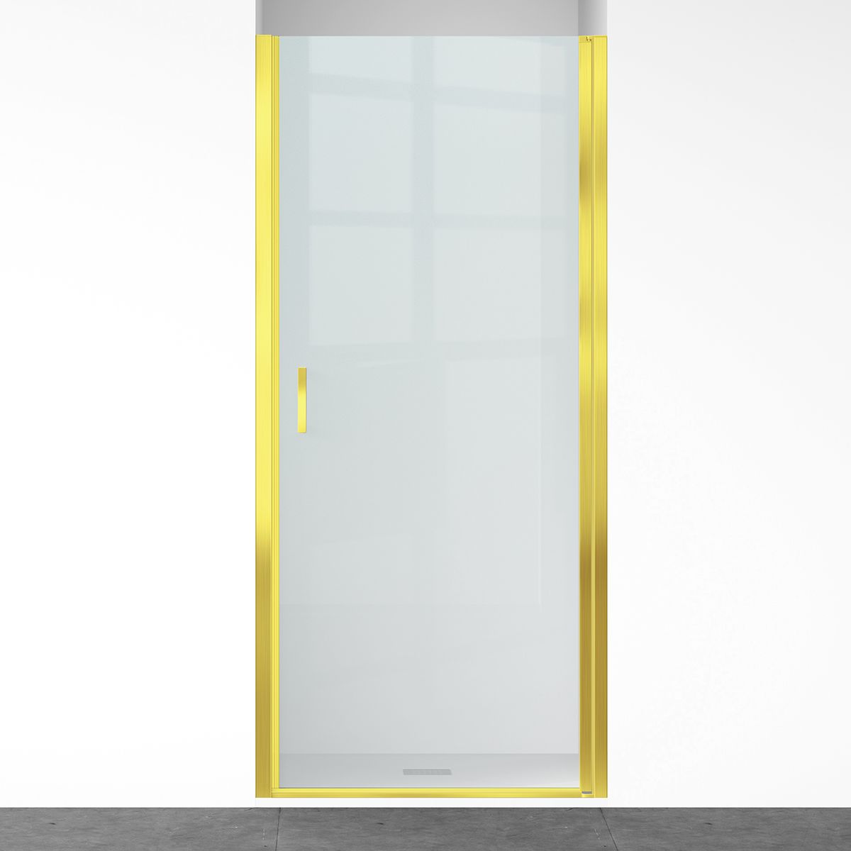 Duschtür, schwenkbar, Mattgold, 6mm klares gehärtetes Glas, Maße 80-90x195 cm, Azure