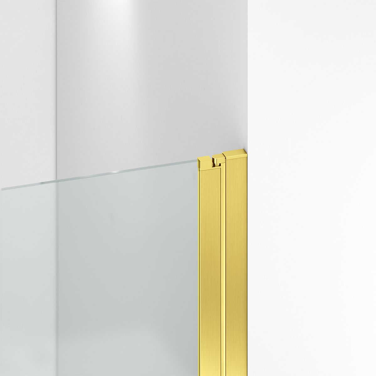 Duschtür, schwenkbar, Mattgold, 6mm klares gehärtetes Glas, Maße 80-90x195 cm, Azure