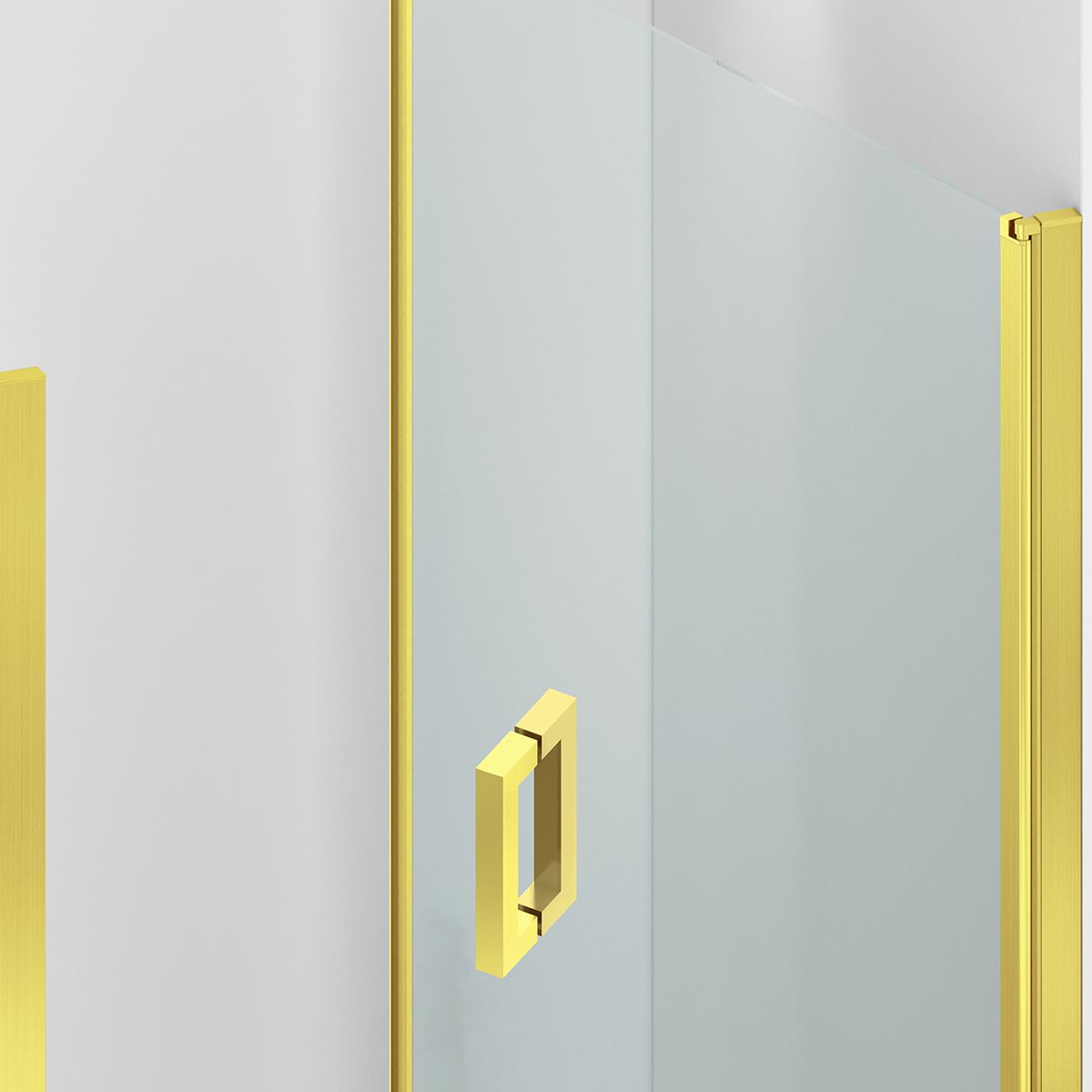 Duschtür, schwenkbar, Mattgold, 6mm klares gehärtetes Glas, Maße 80-90x195 cm, Azure
