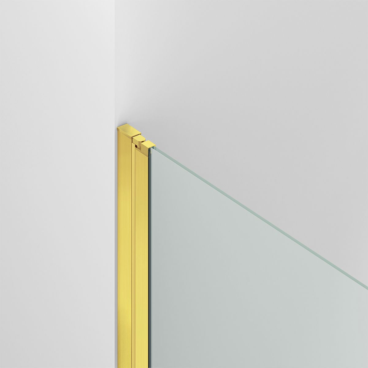 Duschtür, schwenkbar, Mattgold, 6mm klares gehärtetes Glas, Maße 80-90x195 cm, Azure