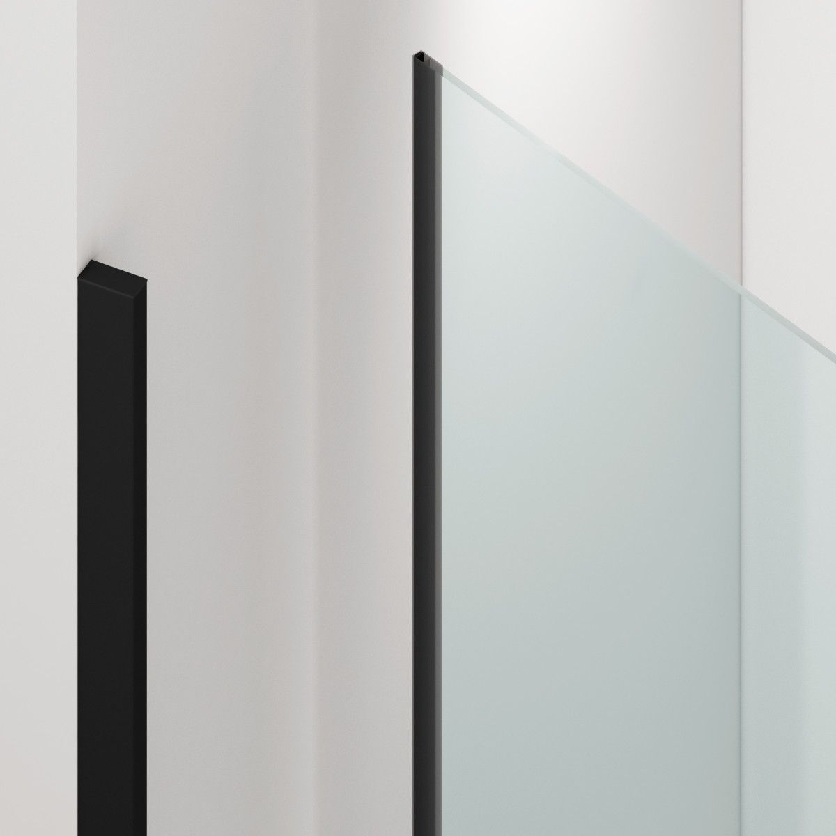 Duschtür, schwenkbar, Mattschwarz, 6mm klares gehärtetes Glas, Maße 80-90x195 cm, Azure