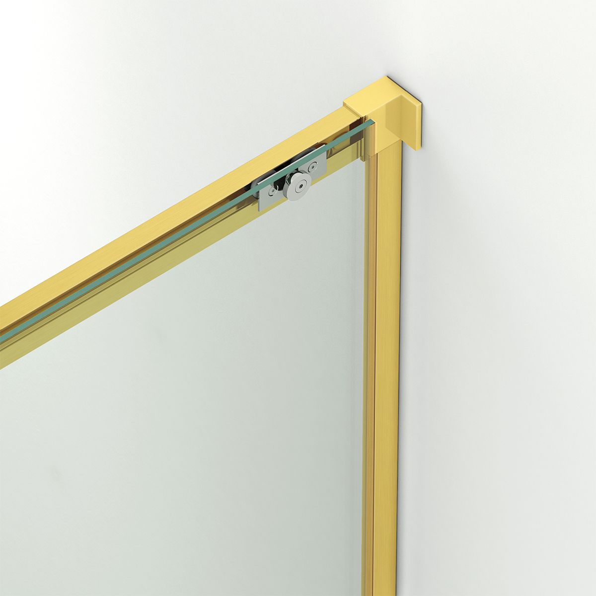 Duschtür, verschiebbar, transparent, 6 mm Sicherheitsglas, Größen zwischen 100–180 cm, mattgoldenes Profil, Hanes