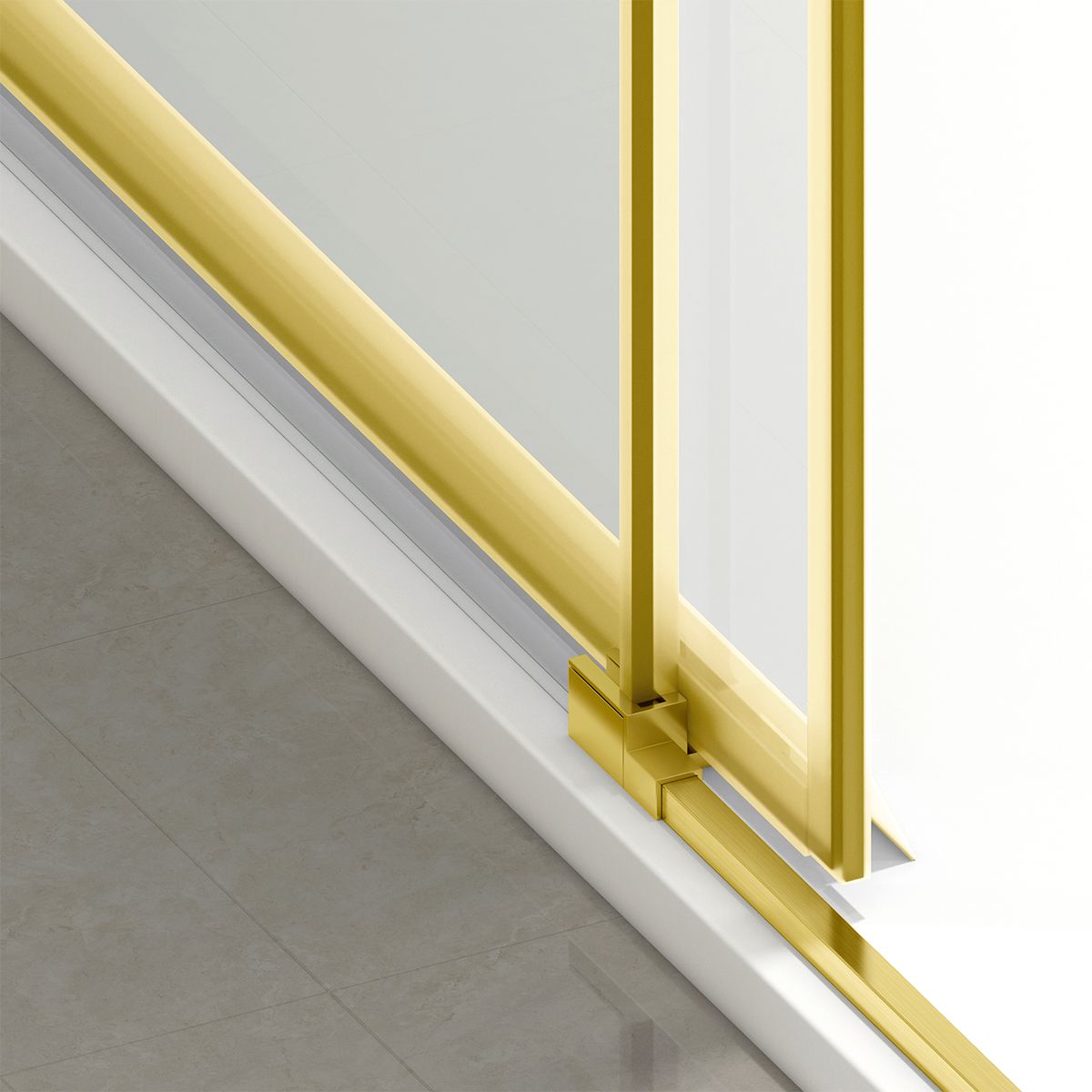 Duschtür, verschiebbar, transparent, 6 mm Sicherheitsglas, Größen zwischen 100–180 cm, mattgoldenes Profil, Hanes