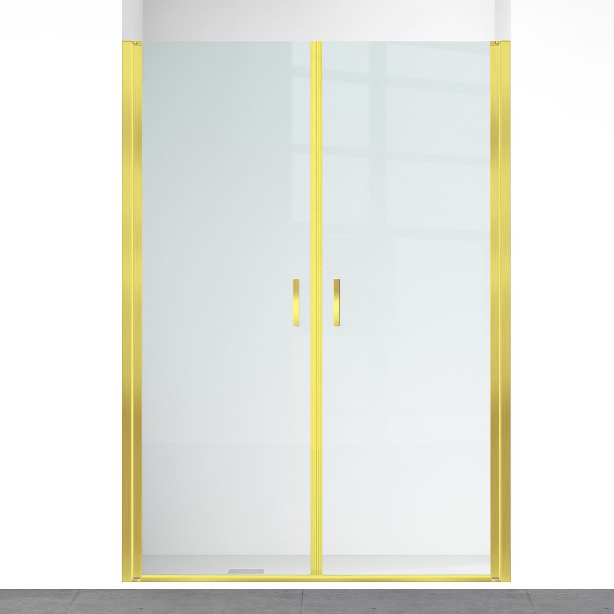 Duschtür, transparent, Pendeltür, Mattgold, 6 mm Sicherheitsglas, Maße: 100, 120, 140 x 195 cm, Napoli