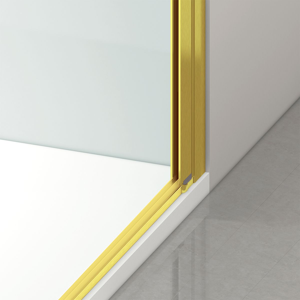 Duschtür, transparent, Pendeltür, Mattgold, 6 mm Sicherheitsglas, Maße: 100, 120, 140 x 195 cm, Napoli