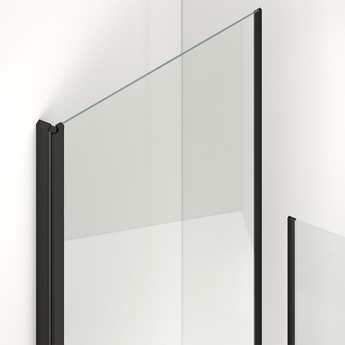 Duschtür, transparent, Pendeltür, Mattschwarz, 6 mm Sicherheitsglas, Maße: 100, 120, 140 x 195 cm, Napoli