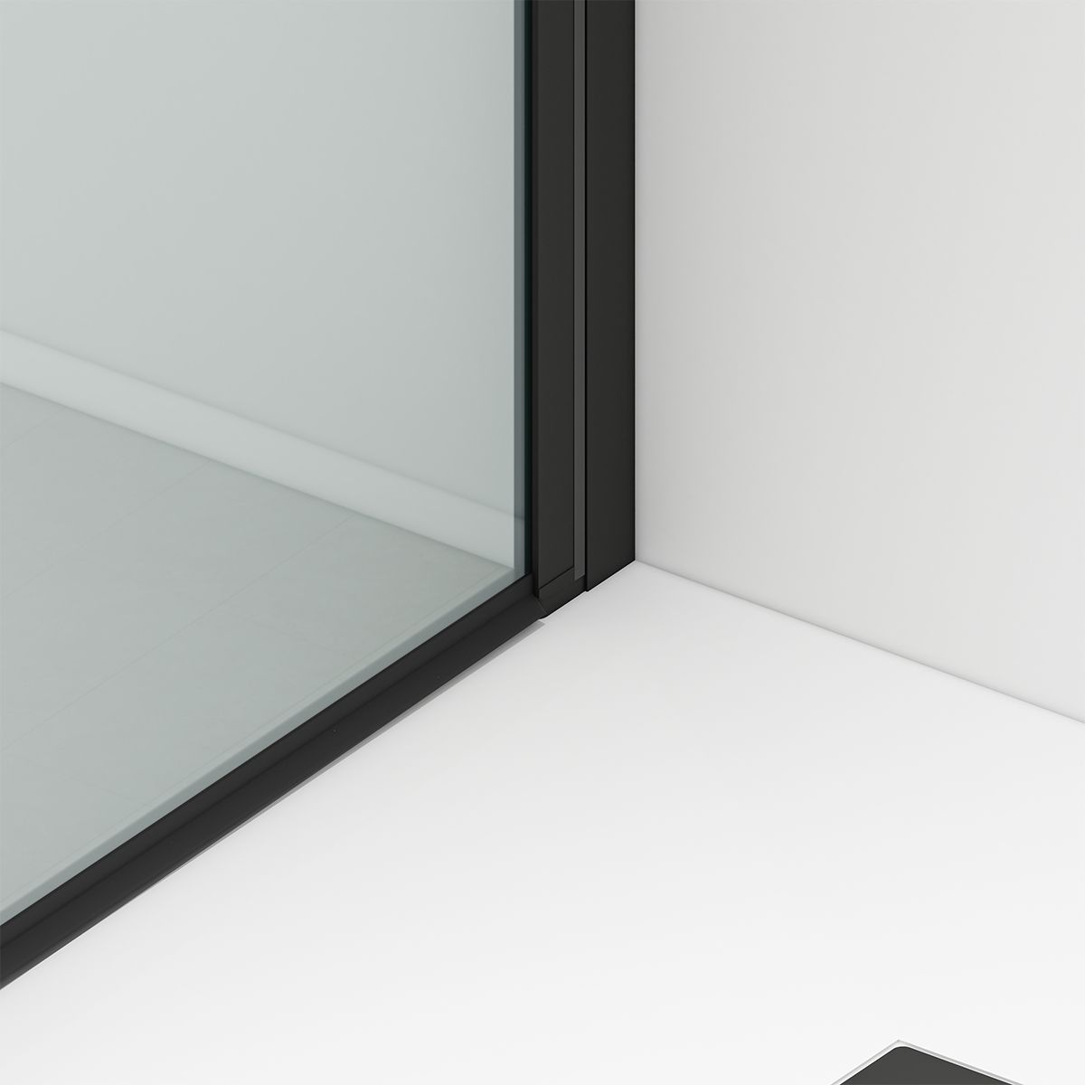 Duschtür, transparent, Pendeltür, Mattschwarz, 6 mm Sicherheitsglas, Maße: 100, 120, 140 x 195 cm, Napoli