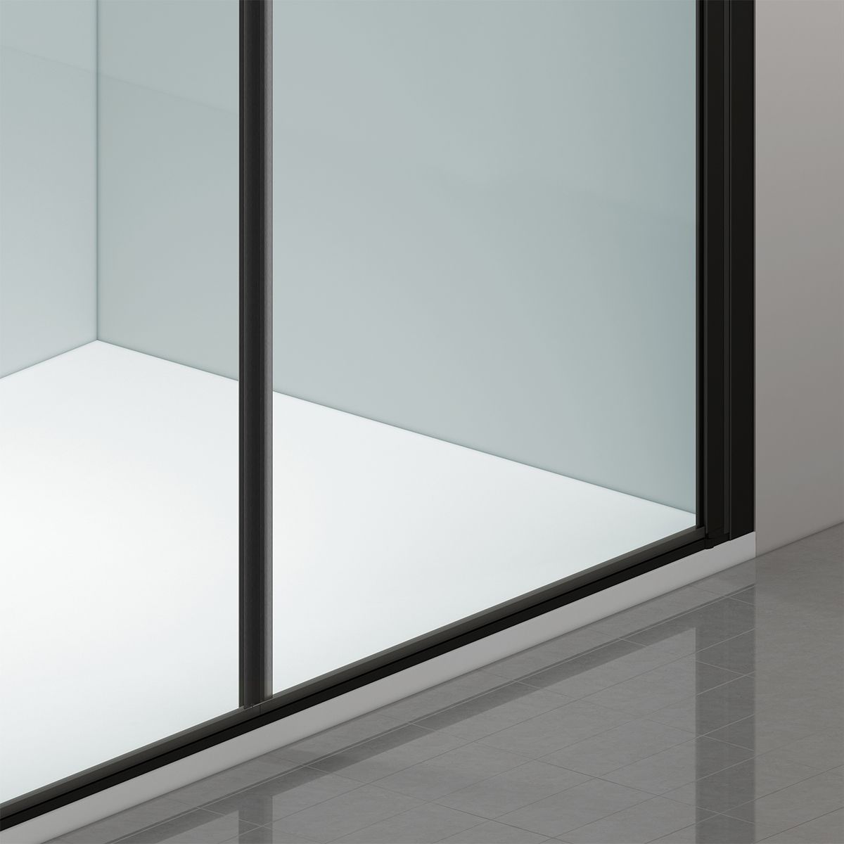 Duschtür, transparent, Pendeltür, Mattschwarz, 6 mm Sicherheitsglas, Maße: 100, 120, 140 x 195 cm, Napoli