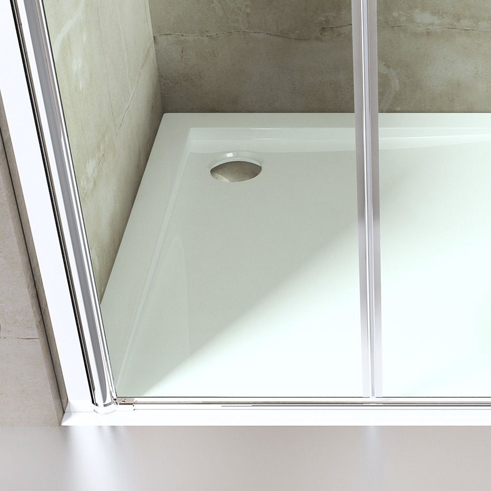 Nischentür EGO-24D, transparent oder sandgestrahlt, 180°-Öffnung, Breiten zwischen 80 und 140 cm, Nano-Beschichtung