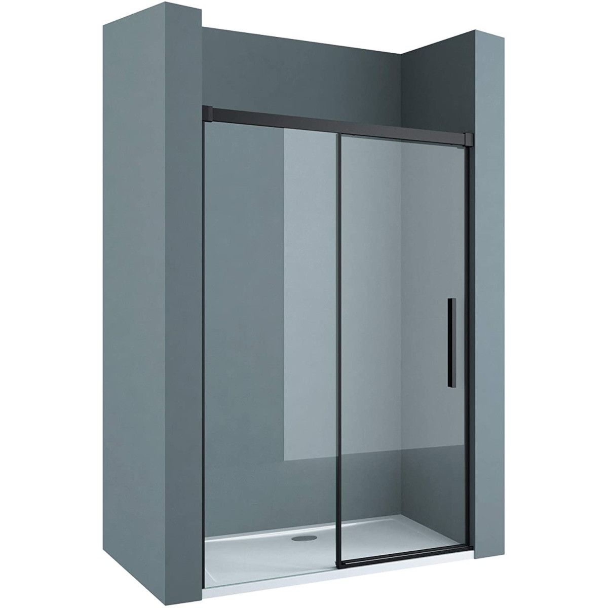 Duschtür Ego 12, Mattschwarz, 100–120–140x195 cm, Schiebetür, 6 mm Sicherheitsglas, Nano Easy Clean