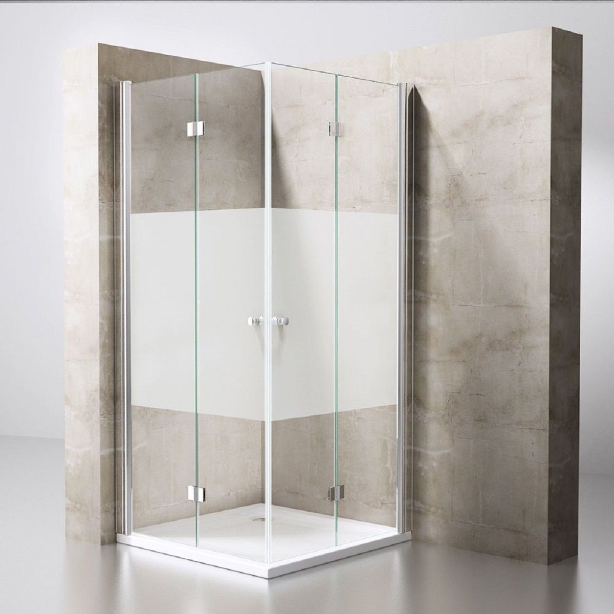 Duschtür EGO-266, ESG-Sicherheitsglas 6 mm, teilweise sandgestrahlt, Nano-Beschichtung, Breiten zwischen 70-100 cm