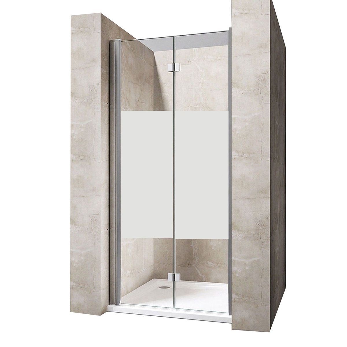 Duschtür EGO-266, ESG-Sicherheitsglas 6 mm, teilweise sandgestrahlt, Nano-Beschichtung, Breiten zwischen 70-100 cm