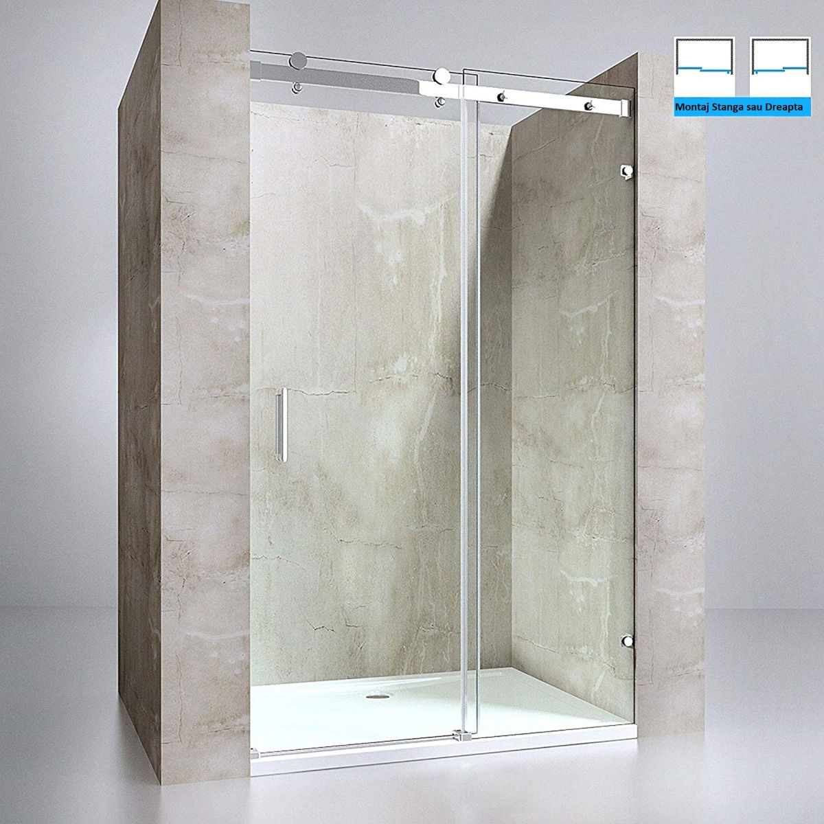 Duschkabine EGO-42, Schiebetür, Nanobeschichtung, Breiten zwischen 100 und 150 cm, 8 mm ESG-Sicherheitsglas
