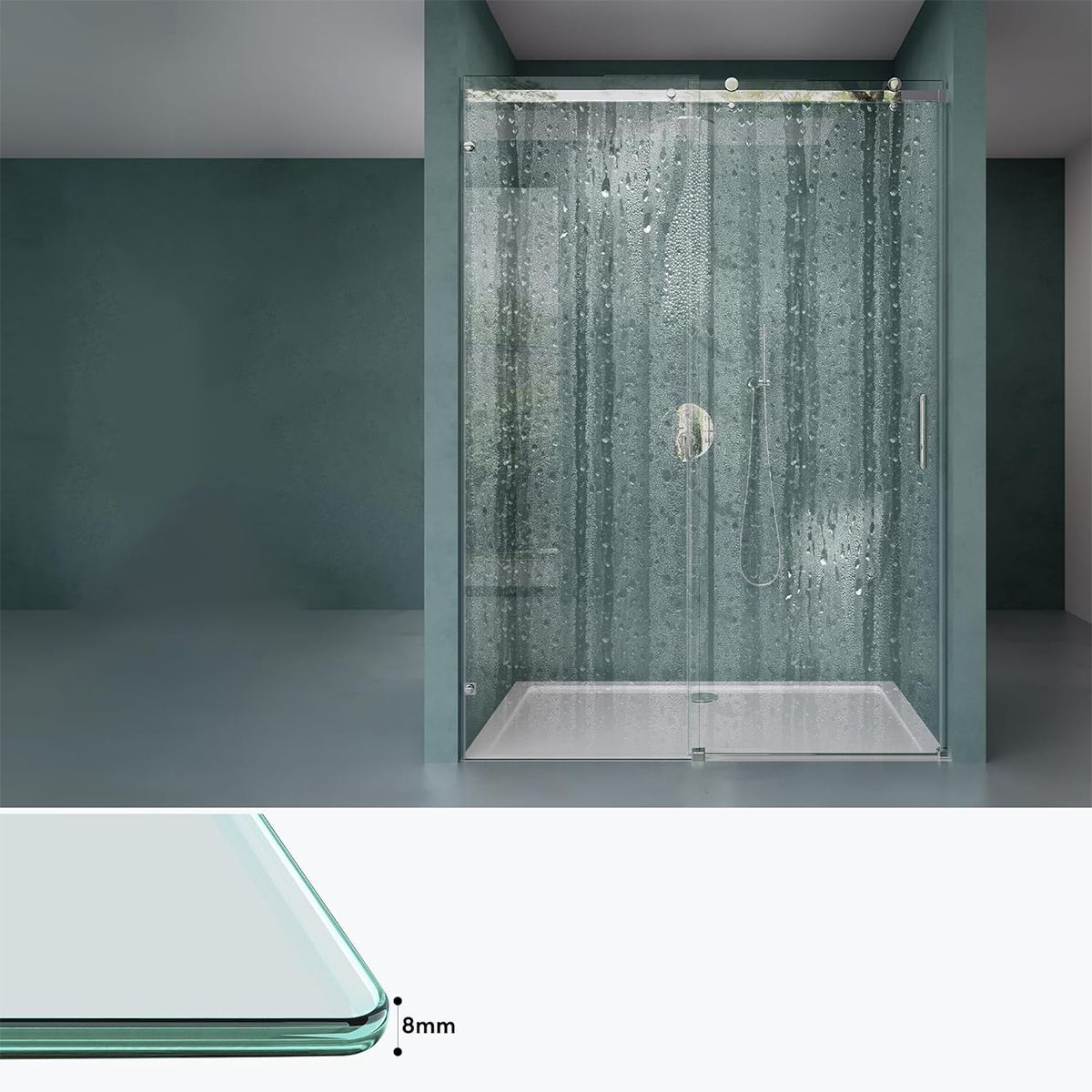 Duschkabine EGO-42, Schiebetür, Nanobeschichtung, Breiten zwischen 100 und 150 cm, 8 mm ESG-Sicherheitsglas