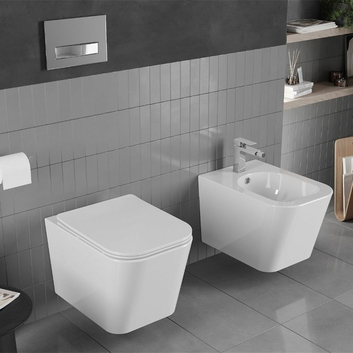 Bidet Alfonso, Wandmontage, 50x34 cm, glänzend Weiß, Sanitärkeramik