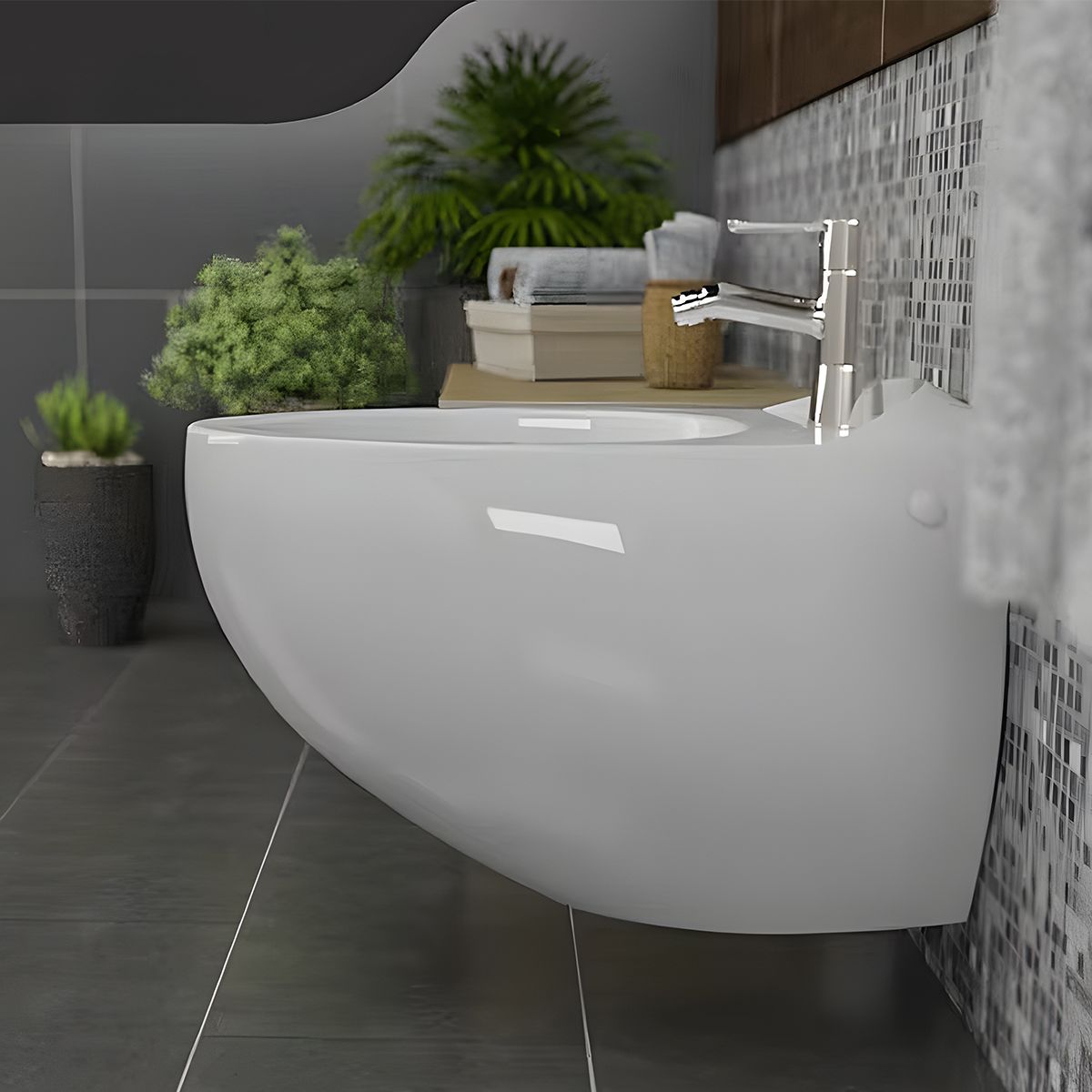 Bidet EGO Angelo, Weiß, 57x40 cm, Wandmontage, mit Überlauf