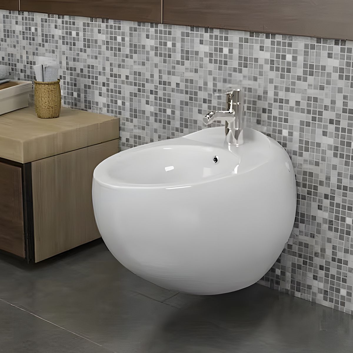 Bidet EGO Angelo, Weiß, 57x40 cm, Wandmontage, mit Überlauf