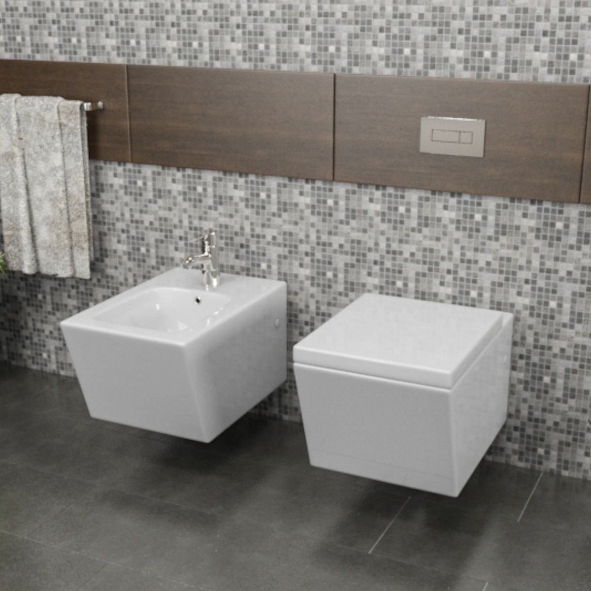 Bidet EGO Antonio, Weiß, 55x35 cm, Wandmontage, mit Überlauf