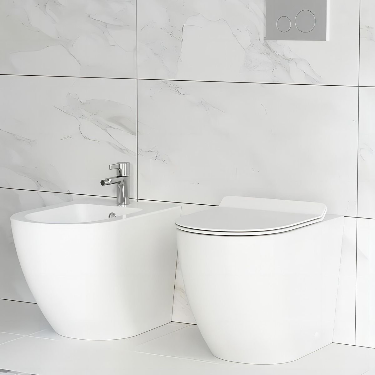 Bidet EGO Galo, Weiß, 55x36 cm, Bodenmontage, mit Überlauf
