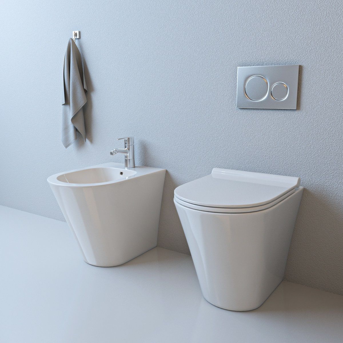 Bidet EGO Galo, Weiß, 55x36 cm, Bodenmontage, mit Überlauf
