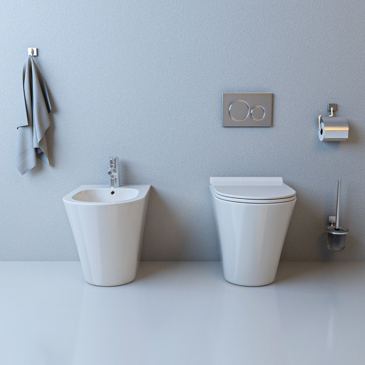 Bidet EGO Galo, Weiß, 55x36 cm, Bodenmontage, mit Überlauf