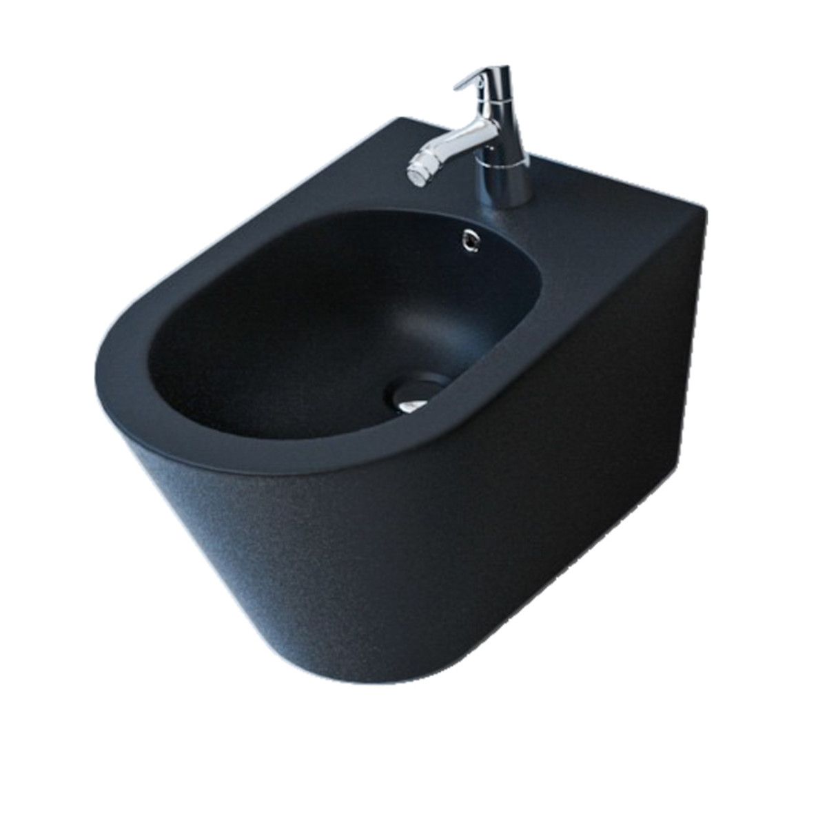Bidet EGO Galo, Mattschwarz, 48x37cm, Wandmontage, mit Überlauf