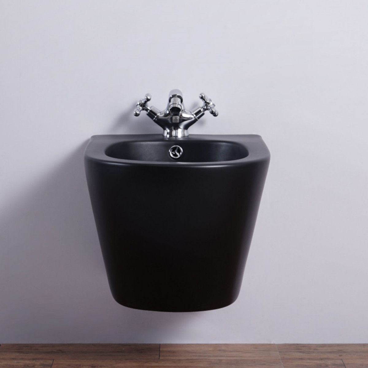 Bidet Ego-Manuka, Mattschwarz, wandhängend, Sanitärkeramik, mit Überlauf, 48 x 37 cm