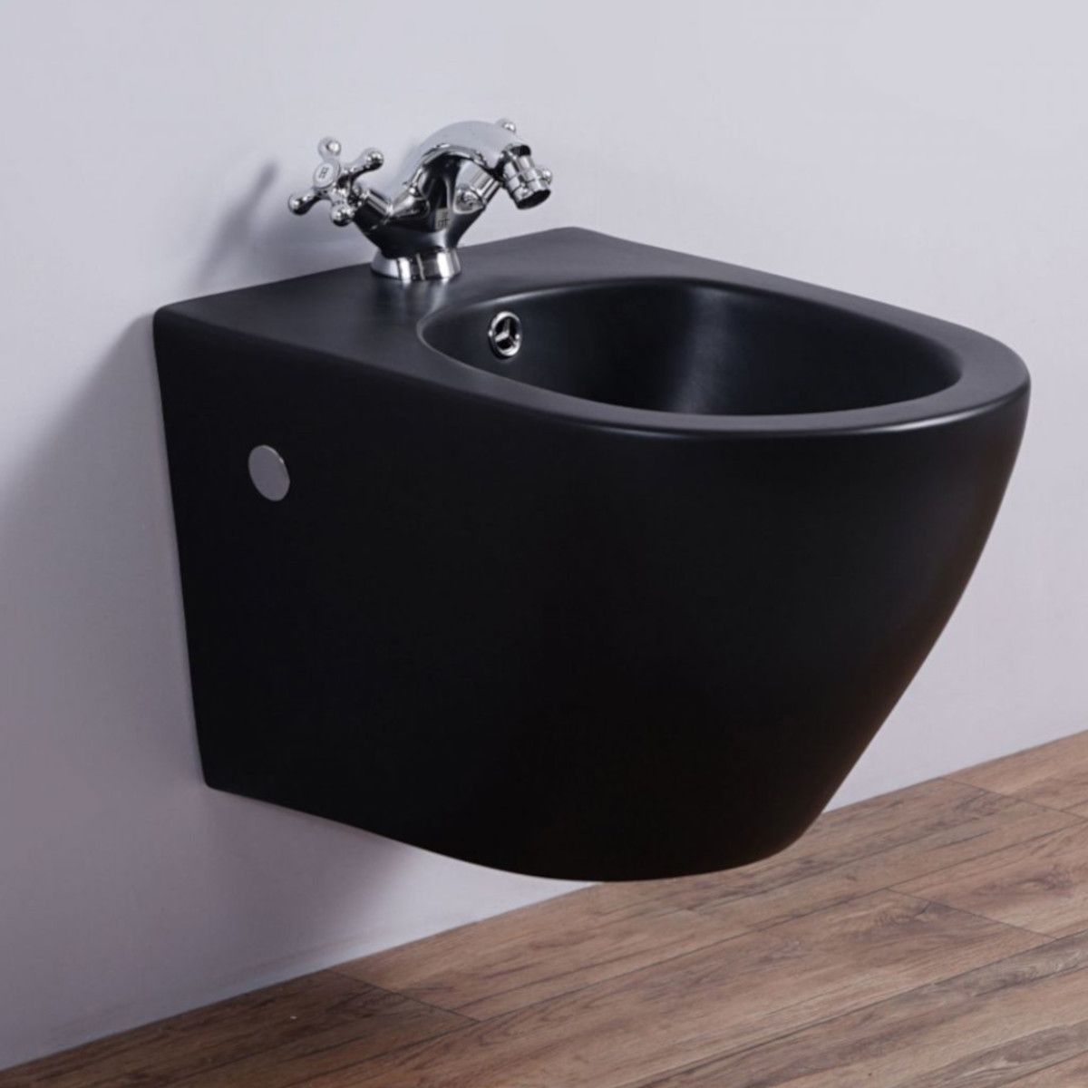 Bidet Ego-Manuka, Mattschwarz, wandhängend, Sanitärkeramik, mit Überlauf, 48 x 37 cm