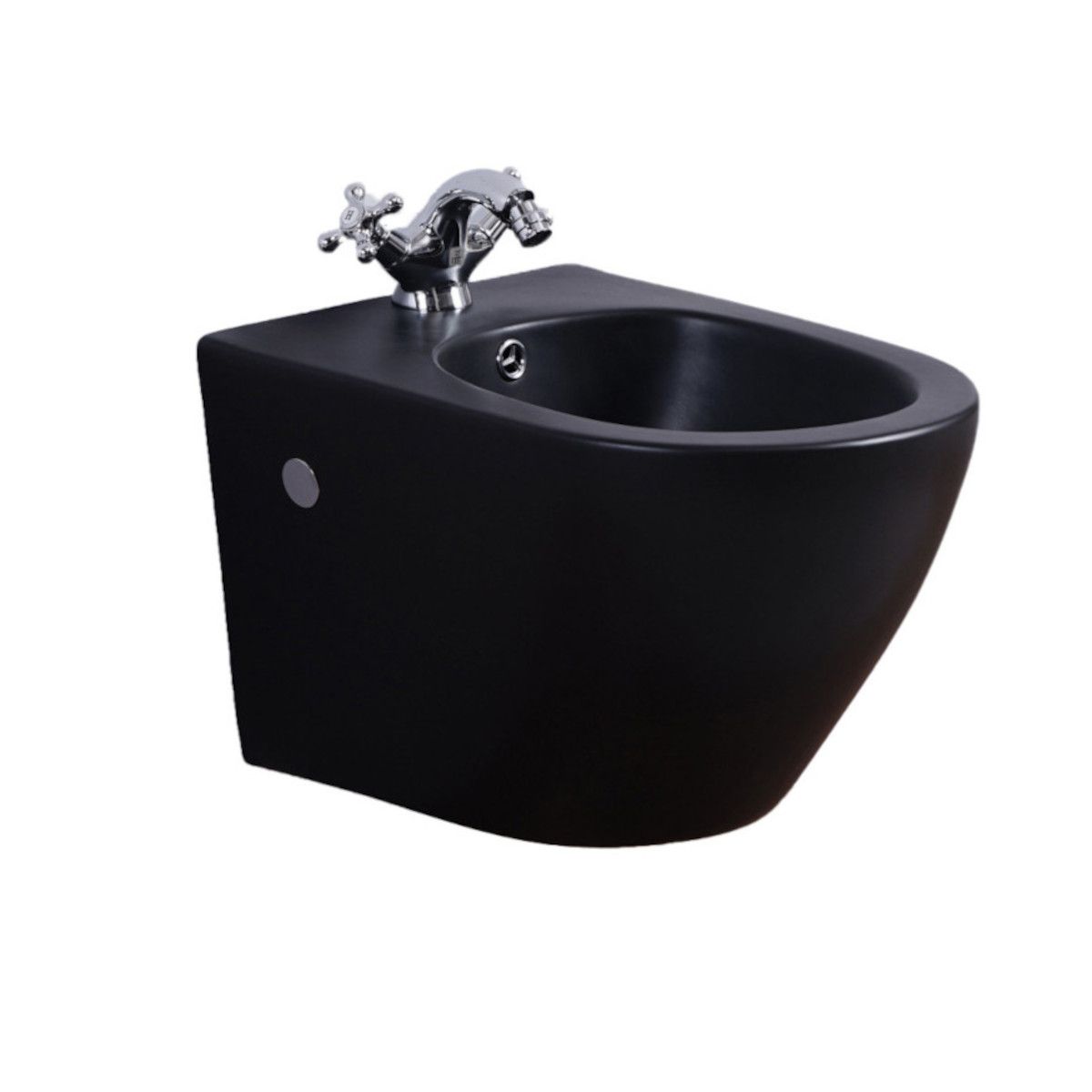 Bidet Ego-Manuka, Mattschwarz, wandhängend, Sanitärkeramik, mit Überlauf, 48 x 37 cm