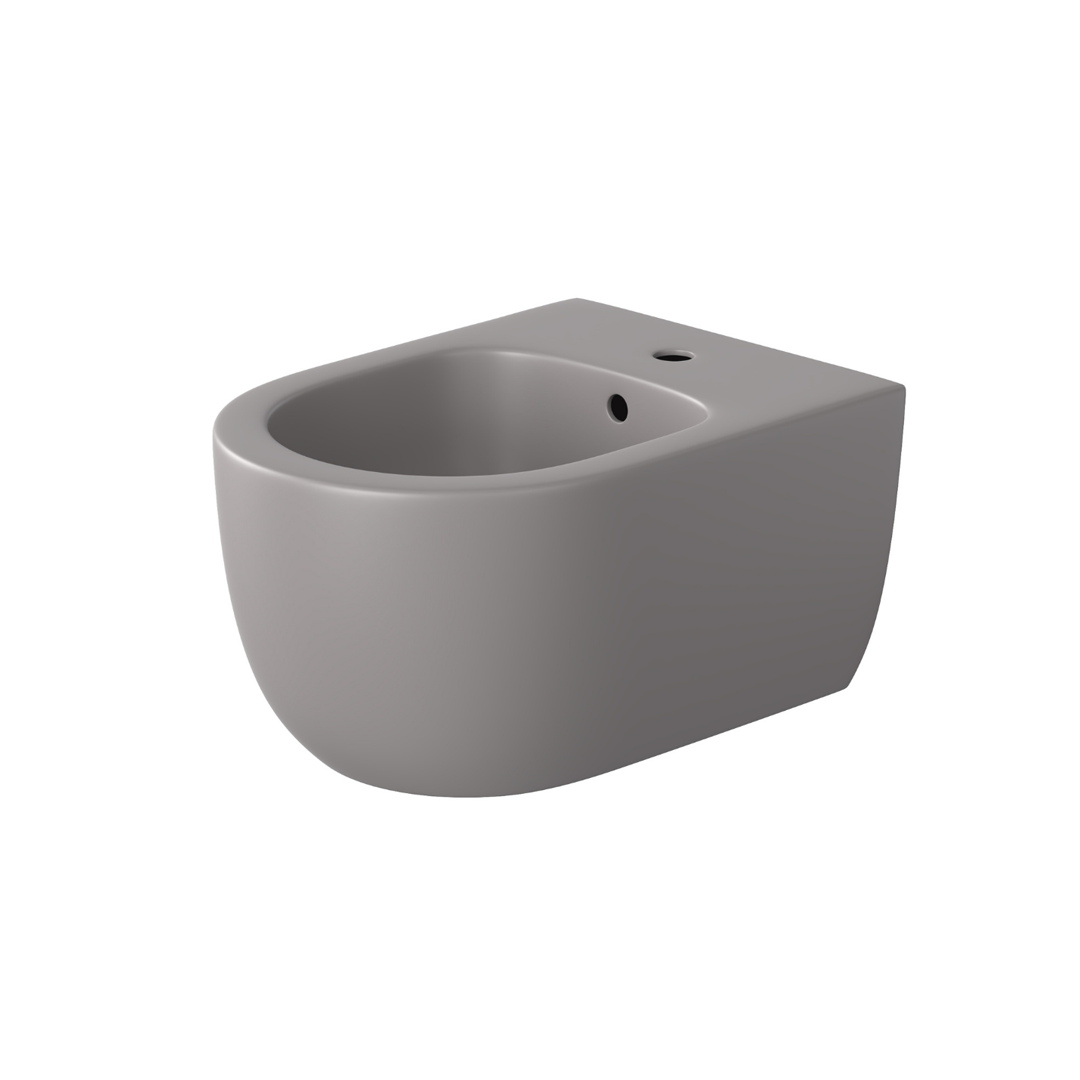 Bidet EGO Michael, 49x36 cm, Grau, Power Colour, halb-matt, Wandmontage, mit Überlauf