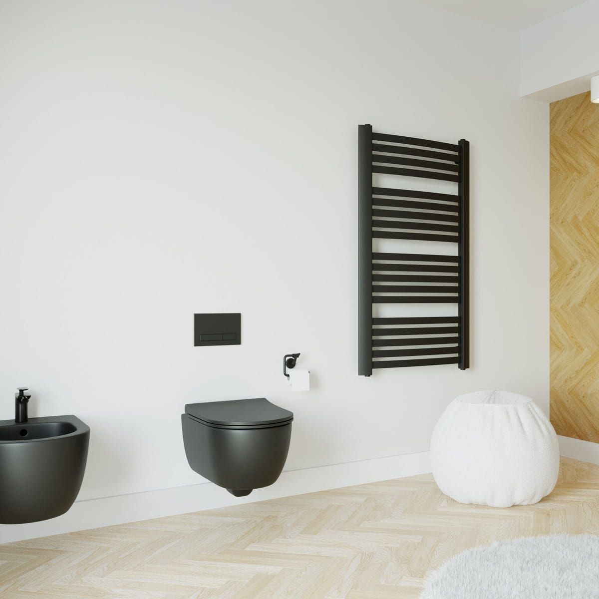 Bidet EGO Michael, 49x36 cm, Schwarz, Power Colour, halb-matt, Wandmontage, mit Überlauf