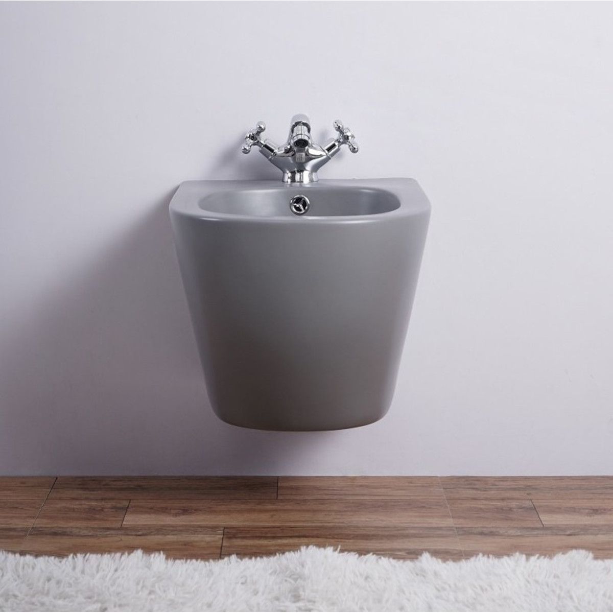 Bidet, Mattgrau, Power Colour, 49x36 cm, Wandmontage, Sanitärkeramik, Ben