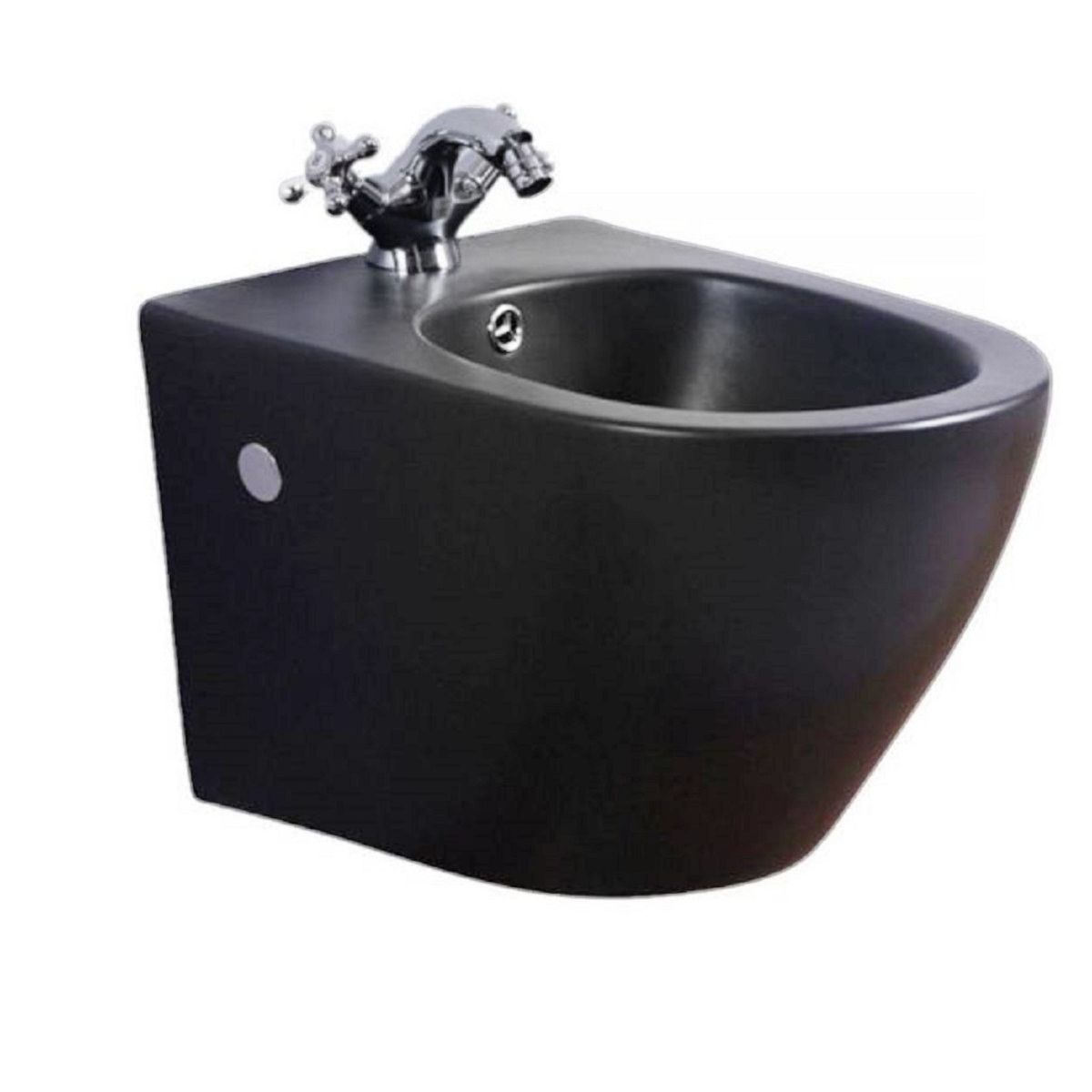 Bidet, Glänzend Schwarz, 49x36 cm, Wandmontage, Sanitärkeramik, Ben