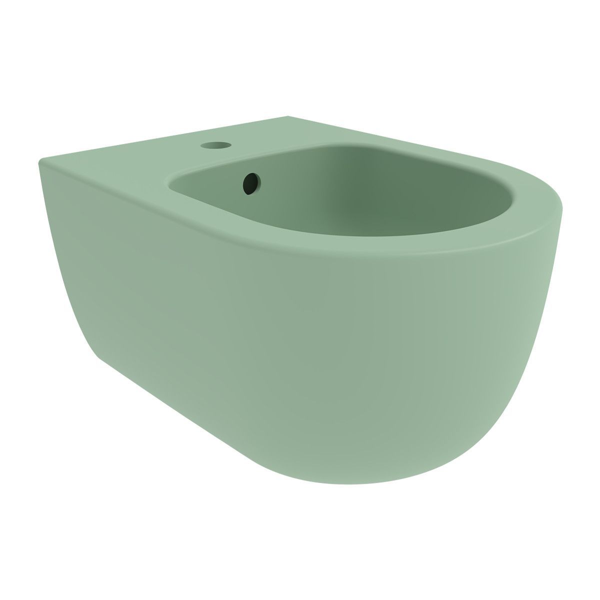Bidet, Mintgrün Matt, Power Colour, 49x36 cm, Wandmontage, mit Überlauf, Michael