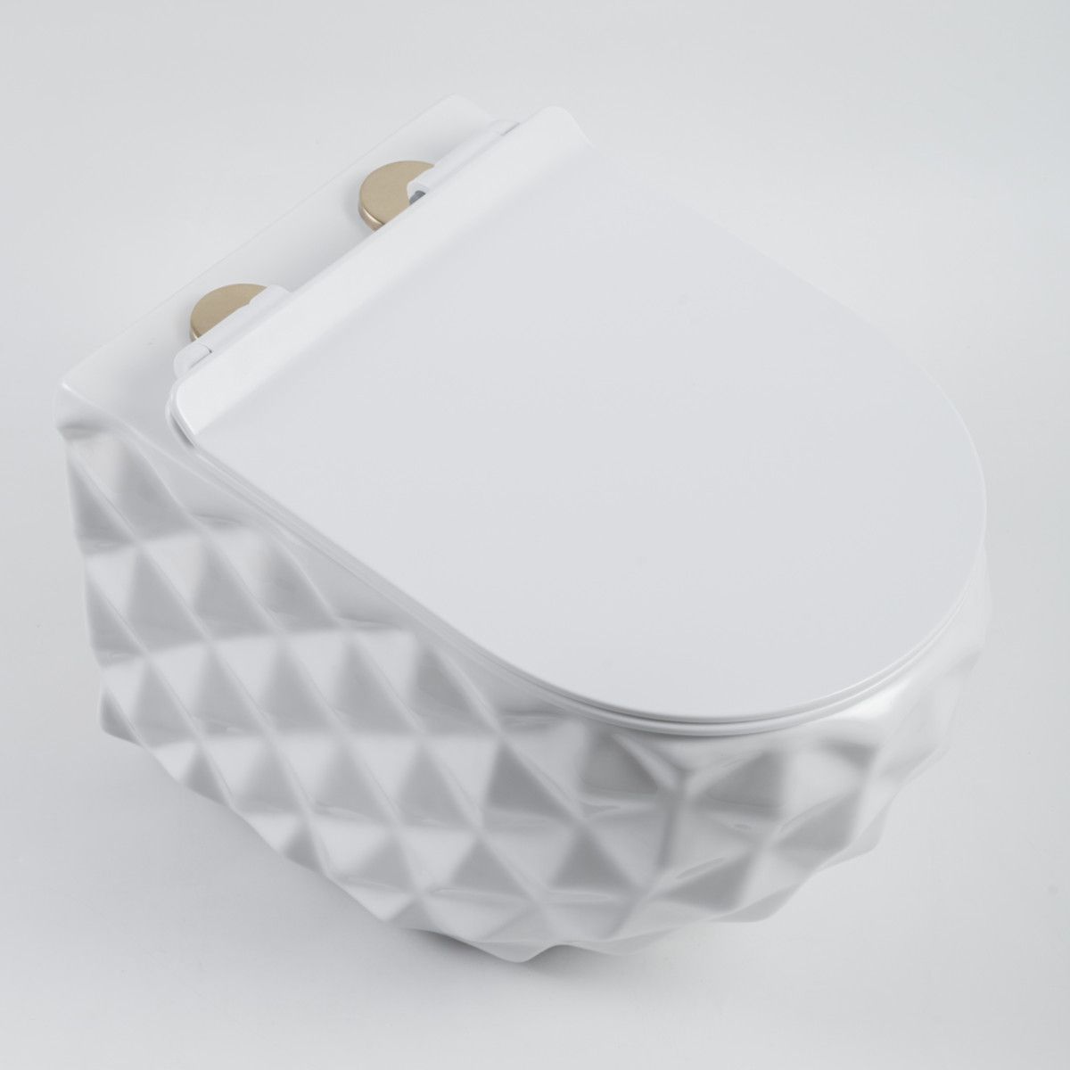 WC, glänzend weiß, randlos, 49x36 cm, hängende Montage, Duroplast-Deckel, Sanitärkeramik, Sidef