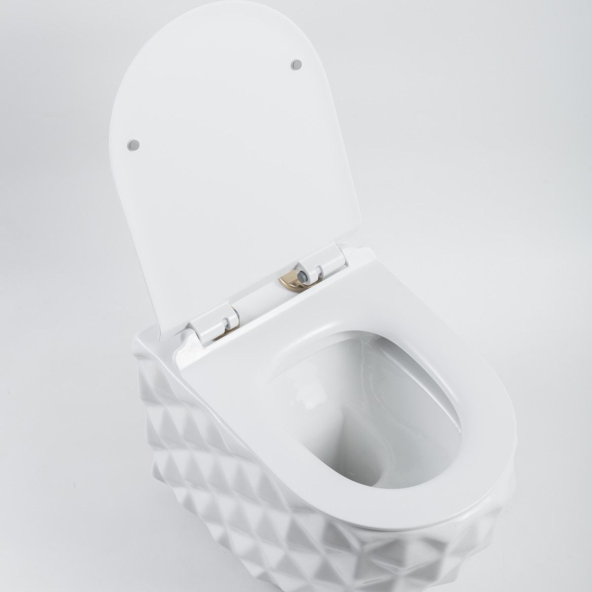 WC, glänzend weiß, randlos, 49x36 cm, hängende Montage, Duroplast-Deckel, Sanitärkeramik, Sidef