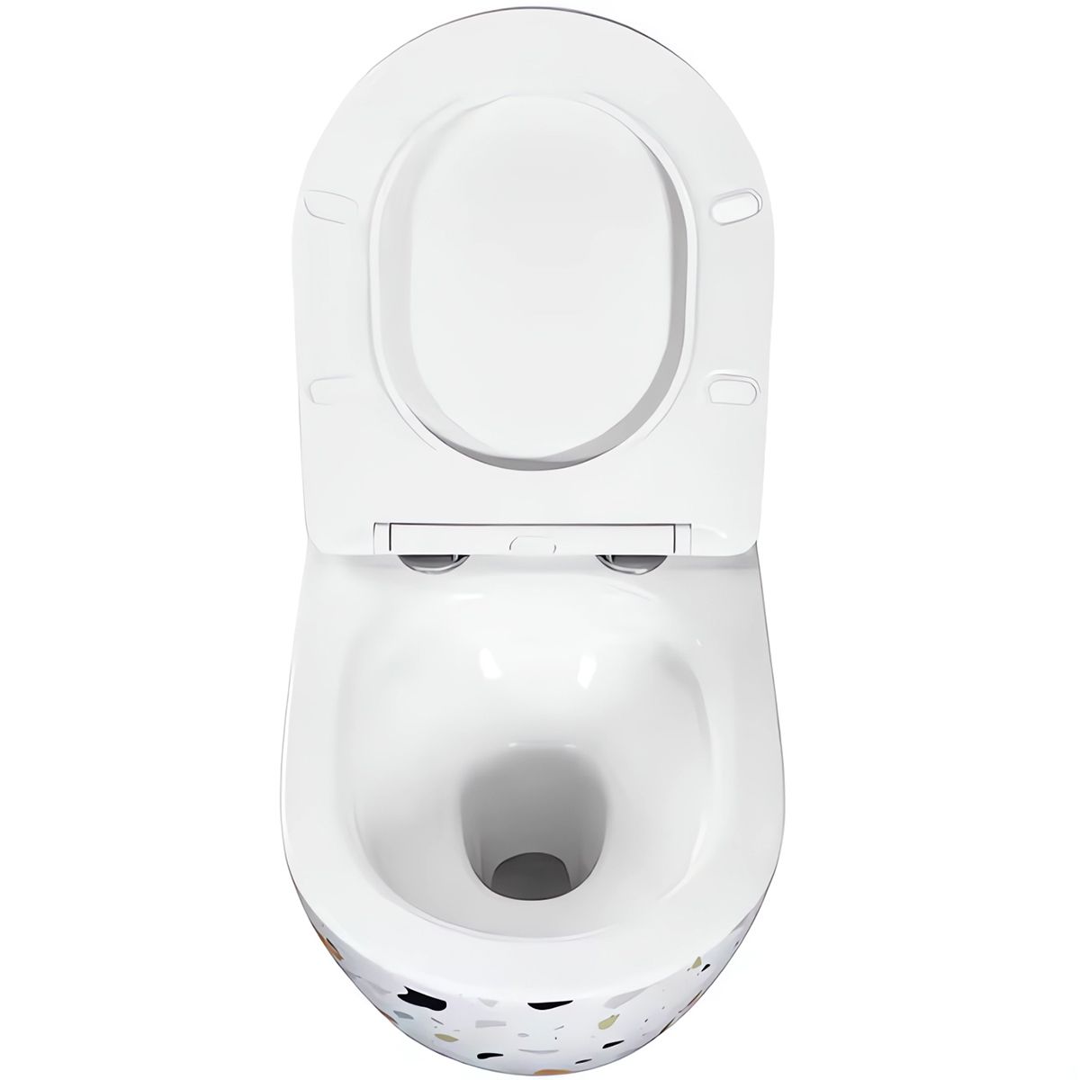Wandhängendes WC, Weiß Terrazzo, Rimless, 48x37 cm, Slim Duroplast-Deckel, Sanitärkeramik, Ben