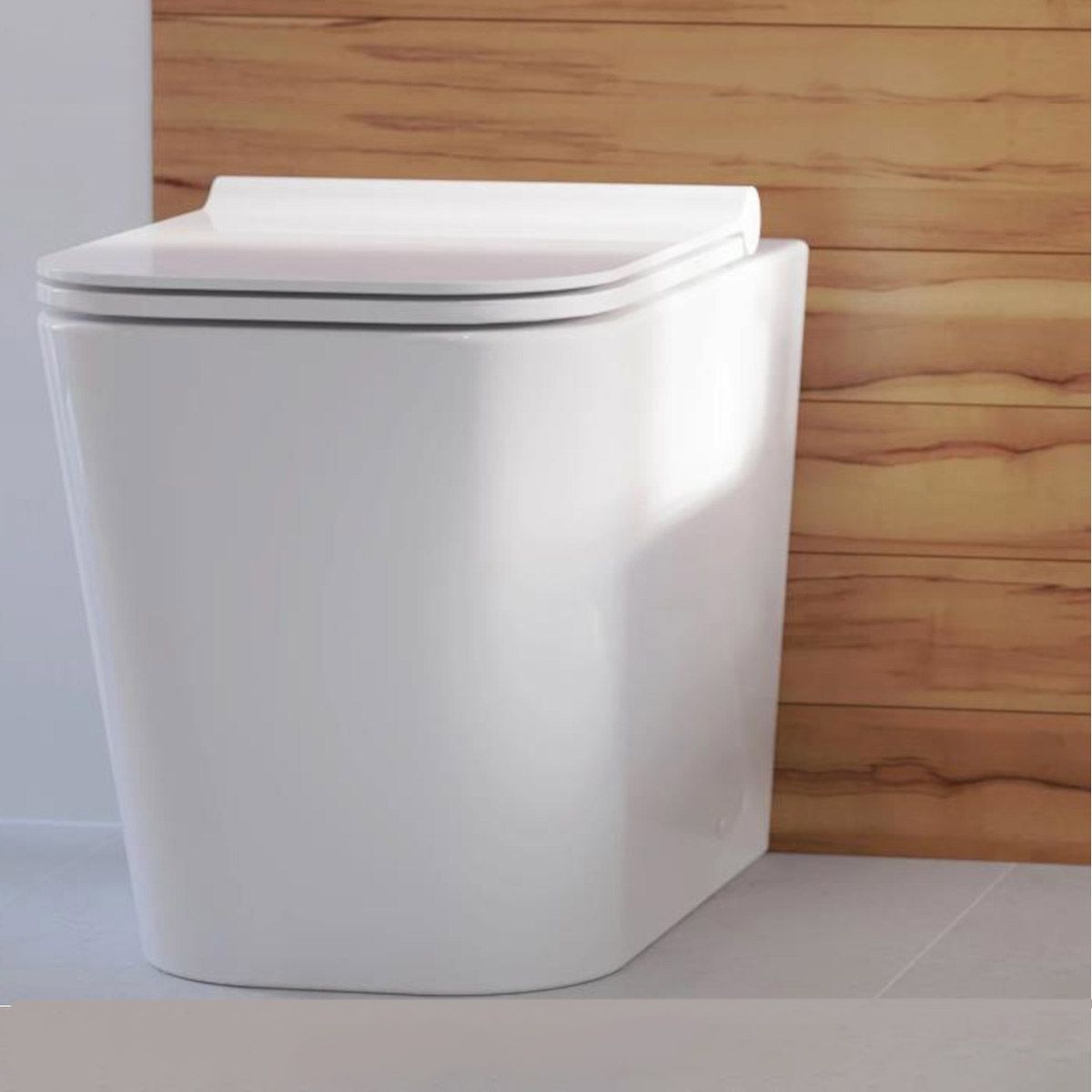 Alfonso Randlose Toilettenschüssel, Bodenmontage, schlanker Deckel, 56x35 cm, Weiß, Sanitärkeramik