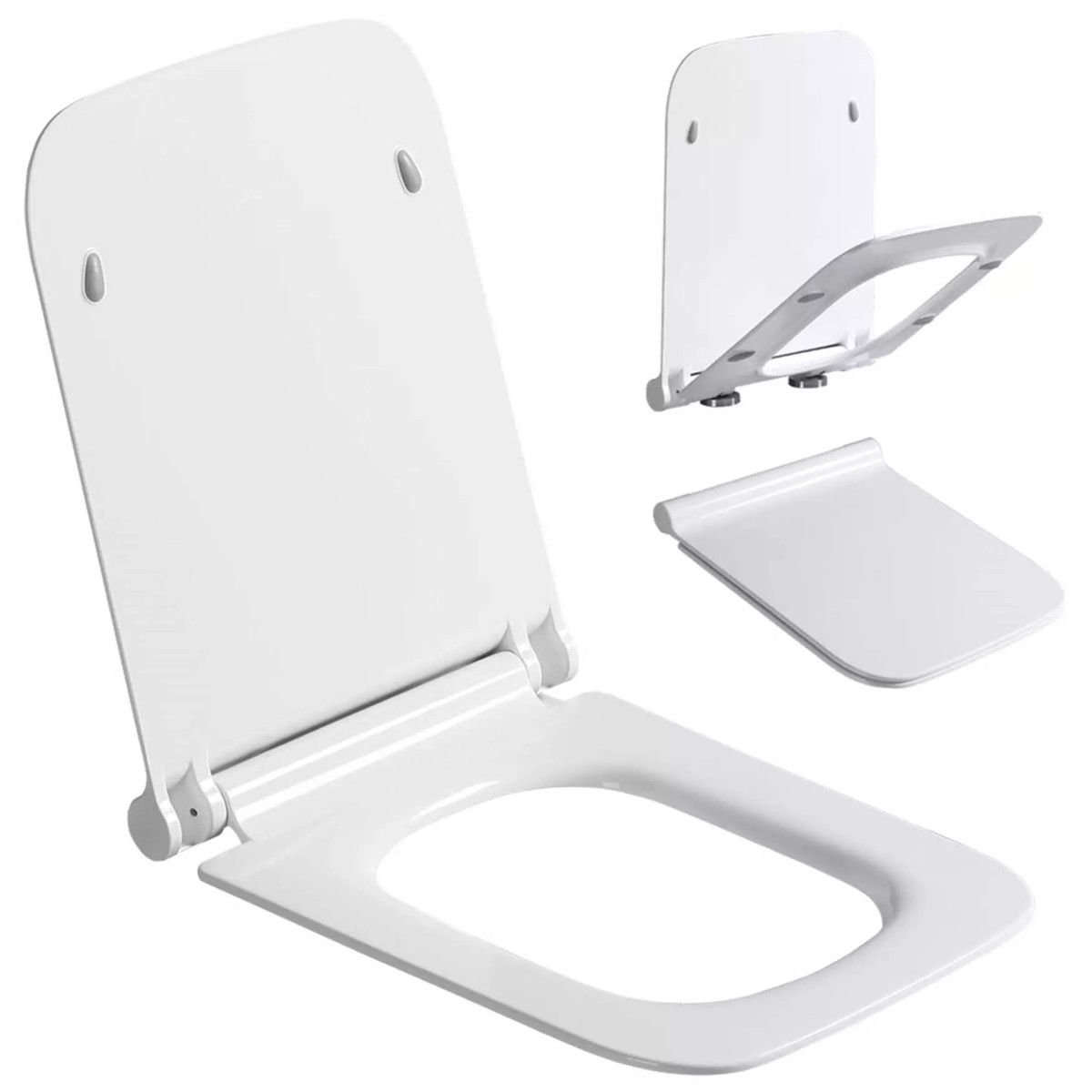 Alfonso Randlose Toilettenschüssel, Bodenmontage, schlanker Deckel, 56x35 cm, Weiß, Sanitärkeramik